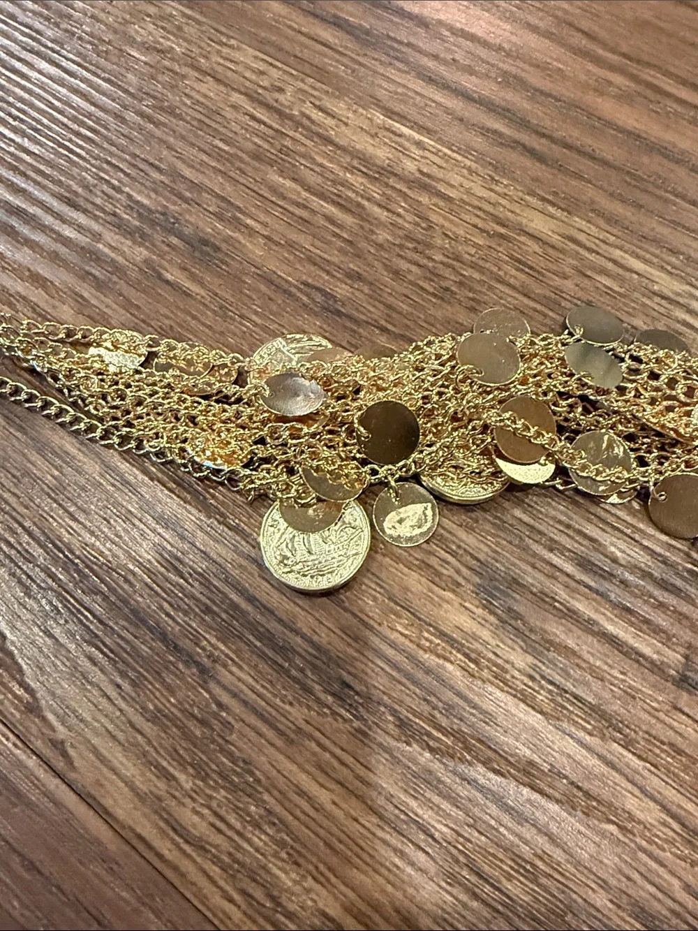 Gold Coin Fringe Headpiece - Egyptian Festival Hair Accessory